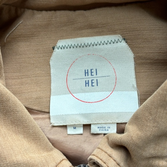 Anthropologie Cropped Tan and Grey Lightweight Bomber Jacket - Picture 5 of 5